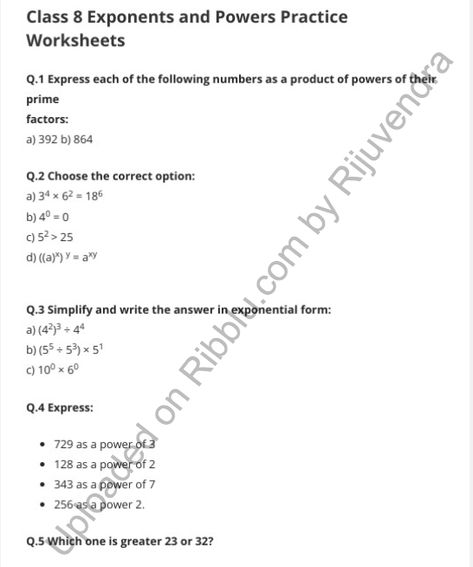 Download free pdf of Exponents and Powers Worksheets for Class 8. Students can easily get all the Class 8 Maths Worksheets… The post Class 8 Exponents and Powers Worksheet – PDF appeared first on CBSE Papers and Worksheets in PDF For free. Exponents Worksheet For Class 8, Exponents And Powers Worksheets, Class 8 Maths Worksheets, Exponents And Powers, Proportions Worksheet, Maths Fun, Exponent Worksheets, Power Formula, Maths Worksheets