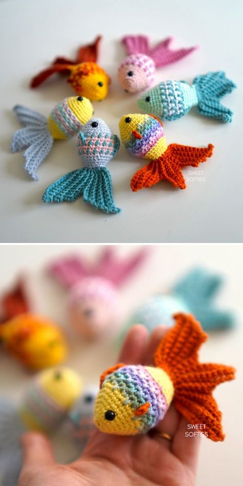 Cute Fish Amigurumi Free Crochet Patterns Crocheted Fish, Crochet Fish Patterns, Crochet Fish, Crochet Keychain Pattern, Pola Amigurumi, Crochet Animals Free Patterns, Crochet Amigurumi Free, Haken Baby, Fish Patterns