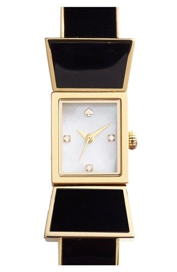 Want it Bangle Watches, Watch Dial, Enamel Bangle, What Time Is It, Kate Spade Accessories, What Time Is, Bow Earrings, Color Dorado, Beautiful Watches