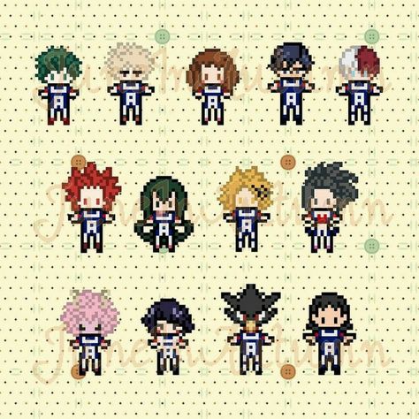 Mha Minecraft, Mha Class 1 A, Skin Minecraft Download, Anime Perler, Minecraft Download, Pixel Art Templates, Art Templates, 8bit Art, Perler Art