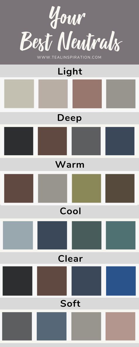 How to Find Your Best Neutrals – Teal Inspiration - Light, Cool and Soft Cool Neutrals, Wardrobe Color Combination, How To Combine Colors Clothes, Neutral Color Combinations, Neutral Color Palette Clothes, Cool Neutral Color Palette, Best Color Combinations, Cool Colors, Teal Inspiration