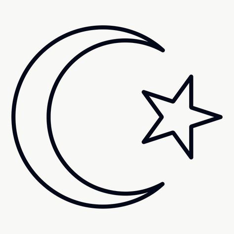 Crescent Moon And Star Tattoo, Salah Corner, Star Symbol Design, Venom Tattoos, Crescent Moon Outline, Moon And Star Tattoo, Islam Moon, Avatar Ocs, Moon Outline