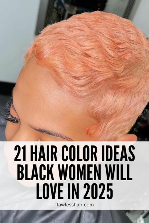 Rose Gold Hair Colors For Short Hair Black Women, Hair Color Ideas For Black Natural Hair, 360 Hair Color, Hair Dye For Natural Hair Black Women, Blonde Tapered Haircut Black Women, Color On Short Natural Hair Black Women, Twa Hair Color Ideas Dark Skin, Short Hair Dye Ideas Black Women, Cinnamon Hair Black Women