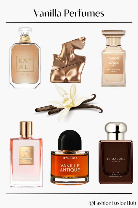 List of Sweet and Fabulous vanilla scents ✨ #Vanilla #VanillaPerfume #VanillaPerfumes #Perfumes #WomenVanillaPerfume ✨Contains affiliate link✨ Sweet Vanilla Perfume, Best Sweet Perfumes, Best Vanilla Perfume, Sweet Perfumes For Women, Vanilla Perfumes, Perfume Sweet, Scents Vanilla, Vanilla Scents, Fragrance Lab