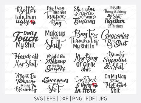 Wine Bag Sayings Svg, Makeup Bag Quote, Tote Bag Quotes, Bag Sayings, Bag Quotes, Funny Tote Bags, Funny Decals, Popular Quotes, Funny Svg