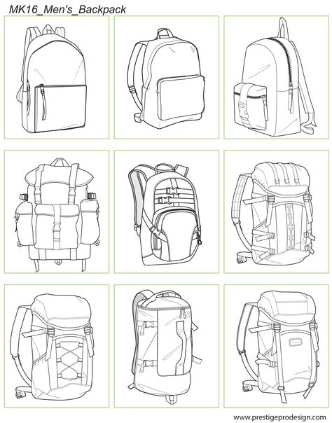 Backpack Drawing, Flat Sketches, Drawing Clothes, Technical Drawing, Drawing Poses, Drawing Reference Poses, Drawing Tips, Men's Backpack, Drawing Techniques