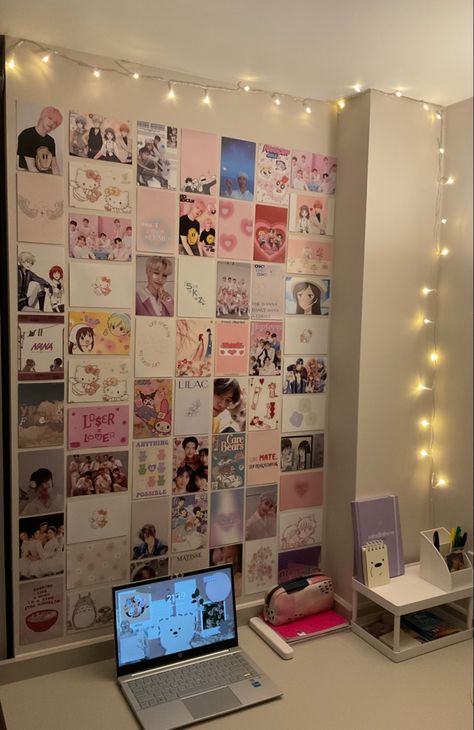 #kpop #anime #roomdecor Kpop Poster Layout On Wall, Kpop Room Ideas Posters, Kpop Album Wall Decor, Poster Wall Bedroom Kpop, Grid Wall Decor Kpop, Kpop Room Decor, Apartment Planning, Wall Layout, Kpop Anime