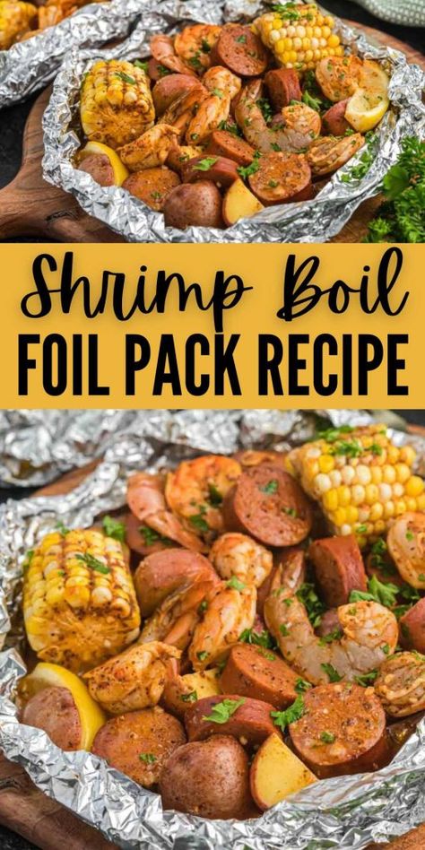 Seafood Packets Ovens, Shrimp Boil Foil Packets Grill, Campfire Seafood Boil, Shrimp Broil Recipes Foil, Shrimp Boil Foil Packets Ovens, Hobo Meals In Oven Foil Dinners, Seafood Foil Packets Ovens, Oven Low Country Boil, Low Country Boil Recipe Oven