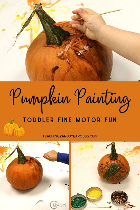 Help your toddlers build fine motor skills with this super easy toddler pumpkin painting activity. Simply wash the paint off and start again! #pumpkin #fall #autumn #paint #easy #art #toddler #2yearolds #teaching2and3yearolds Toddler Pumpkin Painting, Kids Pumpkin Painting, Pumpkin Activities For Toddlers, Toddler Fine Motor, Infant Curriculum, October Lessons, Grandparents Activities, Halloween Teaching, Fall Activities For Toddlers