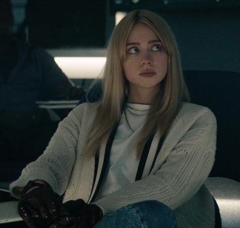 White Knit Cardigan of Maddie Phillips as Cate Dunlap in Gen V Cate Dunlap, Maddie Phillips, Gen V, White Knit Cardigan, Shows And Movies, Female Actresses, Woman Crush, The Villain, Aesthetic Photo