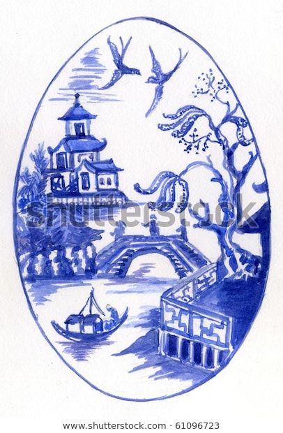 Blue Pottery Designs, Blue Willow China Pattern, Blue Stuff, Blue Willow China, Chinoiserie Art, Chinoiserie Decorating, White Willow, Blue White Decor, Chinese Design