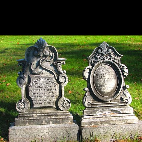 Stone Masons designed beautiful Headstones, Memorials. Halloween Bookshelf, Halloween Gravestones, I Am Sick, Grave Yard, Cemetery Monuments, Cemetery Headstones, Halloween Graveyard, Halloween Tombstones, Old Cemeteries