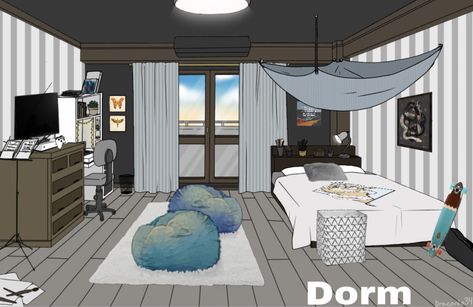 Bnha Dorm Room Ideas, Mha Dorm, Dorm Layout, Dorm Room Layouts, Academia Room, Room Maker, Dorm Design, Dorm Room Designs, Girls Dorm Room