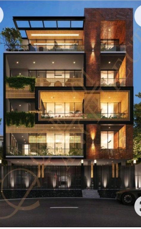 4 Storey Hotel Design, Modern Facade Design Buildings, Modern Apartments Exterior, Residential Building Elevation Design, Modern Facade Design Residential, 5 Storey Building Design, Apartment Facade Design Modern, Modern Hotel Exterior, 3 Floors Building Elevation Modern