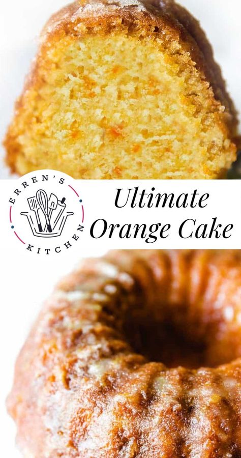 This versatile recipe can be made using a Bundt pan, two loaf cakes or using a muffin pan for 24 individual cakes. The recipe has baking times for all three options. Made with fresh orange juice, zest, and a crunchy orange glaze topping, this Ultimate Moist Orange Cake recipe packs a citrus punch in every bite. Such a delicious, refreshing dessert that you will want more and more of. Sicilian Orange Cake Recipe, Orange Bundt Cake Recipe, Moist Orange Cake, Orange Juice Cake, Orange Loaf Cake, Citrus Punch, Orange Bundt Cake, Orange Pound Cake, Fresh Orange Juice