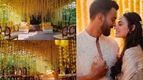 The duo got hitched on January 23 at her father Suniel Shetty’s farmhouse in Khandala. The decorators Rani Pink Love have decked up the entire area with elegant floral arrangements. Suniel Shetty, Elegant Floral Arrangements, Athiya Shetty, Kl Rahul, Words Of Appreciation, Rani Pink, Haldi Ceremony, Old Trees, Wedding Rituals