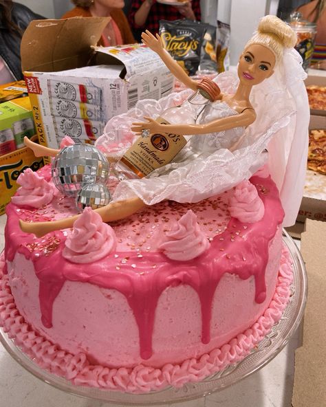 Bachelorette Party Barbie Cake, Barbie Bridal Shower Cake, Barbie Bachelorette Cake, Wife Of The Party Bachelorette Theme, Barbie Bachelorette Party Ideas, Barbie Theme Bachelorette Party, Barbie Bridal Shower Ideas, Barbie Themed Bachelorette Party, Bachlorette Cakes