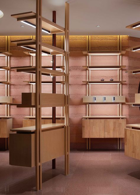 FRAME | BloomDesign on Shenzhen's design culture, flexible creative thinking and Gen Z Store Shelves Design, Retail Space Design, Business Space, Architecture Magazines, Modular Shelving, Cabinetry Design, Showroom Design, Retail Space, Shelf Design