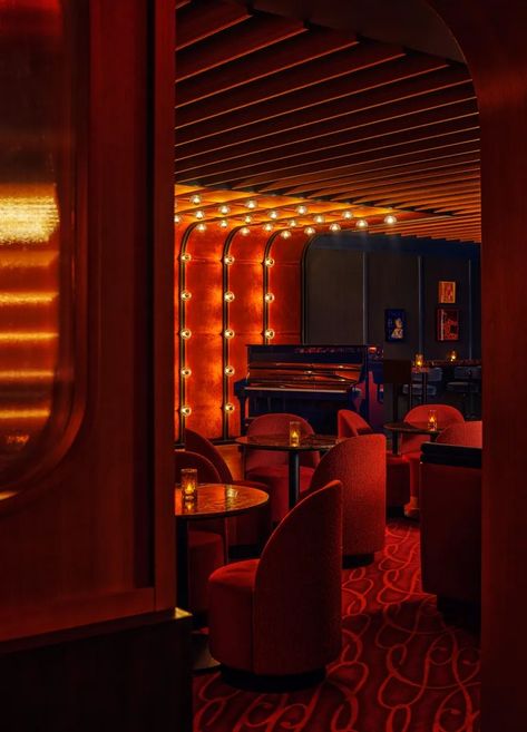 So & So’s Piano Bar, New York review | Wallpaper Hidden Piano, New York City Bars, Aesthetic Lighting, 80s Interior Design, New York City Restaurants, Restaurant Design Inspiration, Bar Restaurant Design, 80s Interior, Travel Bar