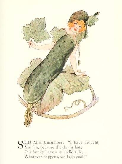 Anthropomorphic Vegetables, Vegetable People, Cool As A Cucumber, Whimsical Garden, Flower Child, Vintage Books, Mother Earth, New Yorker, Vintage Illustration