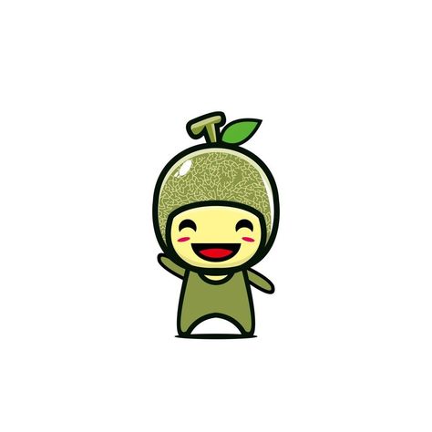 Melon Illustration, Melon Cartoon, Character Illustration Design, Cartoon Character Illustration, Melon Fruit, Fruit Cartoon, Flat Style, Album Photo, Art Drawings Simple