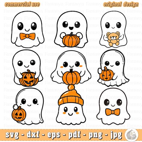 Cute Ghost Svg Bundle | Halloween Svg Bundle | Halloween Laser Cut Files | Commercial Use | Svg Files For Cricut | Digital Download Laser Printing, Ghost Svg, Decor Stickers, Shirt Printing, Halloween Svg, Laser Cut Files, Cute Ghost, Design Software, Vintage Graphics