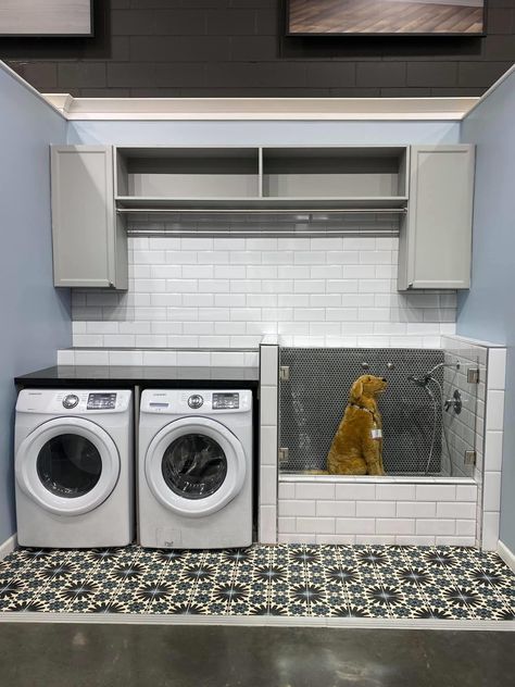 Walk In Shower With Dog Wash, Utility Room In Garage Ideas, Floor Sink In Laundry Room, Mudroom Ideas With Dog Wash, Small Dog Bath In Laundry Room, Dog Bath Laundry Room, Dog Utility Room, Laundry Room Design Dog Bath, Dog Area In Laundry Room