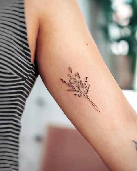 Delicate Bouquet Tattoo, Tiny Bouquet Tattoo, Dainty Bouquet Tattoo, Fineline Bouquet Tattoo, Dainty Floral Bouquet Tattoo, Small Wildflower Bouquet Tattoo, Tiny Tattoo Wildflower, Fine Line Bouquet Tattoo, Small Bouquet Tattoo