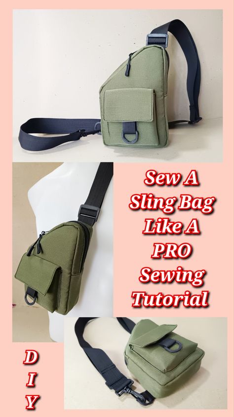 Step by step sewing tutorial Hip Bag Pattern Free Sewing, Free Sling Bag Pattern, Sling Bag Pattern Free Sewing, Sew Sling Bag, Hip Bag Pattern Free, Diy Purses And Bags, Free Bag Patterns To Sew, Design Bags Diy, Sling Bag Pattern Free