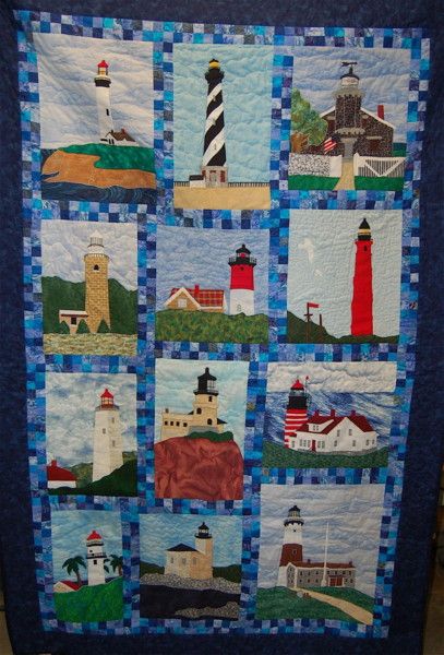 Lighthouse Quilts Ideas, Nautical Applique Patterns, Lighthouse Quilt Patterns, Lighthouse Quilt Block, Lighthouse Quilt, Seascape Quilts, Ocean Cottage, Canadian Quilts, Rock Island State Park