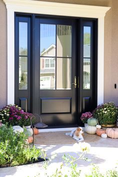 Front Door Reveal with Andersen Doors! - KristyWicks.com Andersen Entry Doors, Side Entry Garage Door, Low Country Front Doors, Entry Front Door Ideas, Front Door Options Entrance, 70's Front Door Makeover, Marvin Front Entry Doors, 8ft Glass Front Door, Front Door With Shutters On Each Side