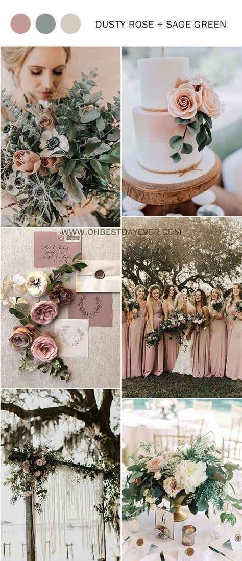 Rose And Sage Wedding, Sage Wedding Colors, Sage Green Wedding Colors, Wedding Color Scheme, Green Wedding Colors, Wedding Color Ideas, Dusty Rose Wedding, Sage Wedding, Wedding Colours