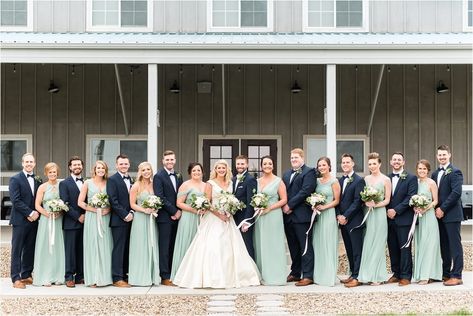 Navy and Sage Green Wedding Party Outfit and Photos | Maddie Peschong Photography Navy And Sage Green Wedding, Sage Green Wedding Party, Navy Blue And Sage Green, Romantic Glam Wedding, Green Wedding Party, Navy And Sage, Sage Green Wedding Theme, Sage Wedding Colors, Blue And Sage Green