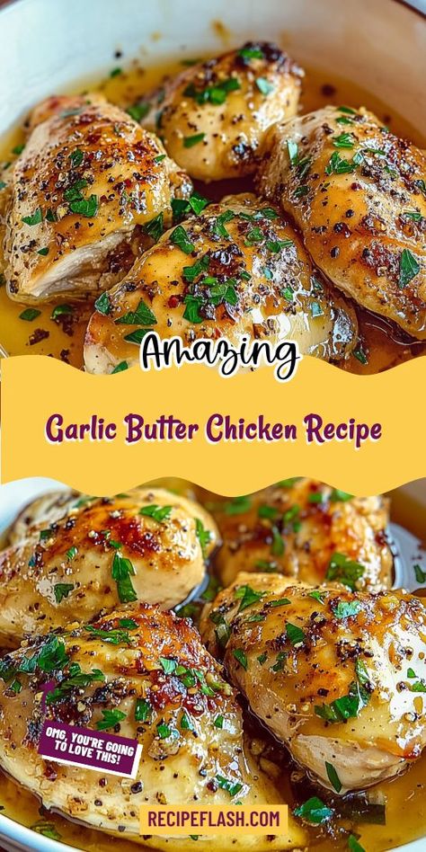 Searching for a light dinner that’s bursting with flavor? Try this Garlic Butter Chicken Recipe, featuring juicy chicken in a savory sauce! Perfect for a satisfying meal without the heaviness, you’ll want to keep this in your collection. Save it for your next dinner inspiration! Easy Garlic Butter Chicken, Easy Garlic Butter, Butter Chicken Recipe, Garlic Butter Chicken, Garlic Butter Sauce, Dinner Inspiration, Savory Sauce, Light Dinner, Juicy Chicken