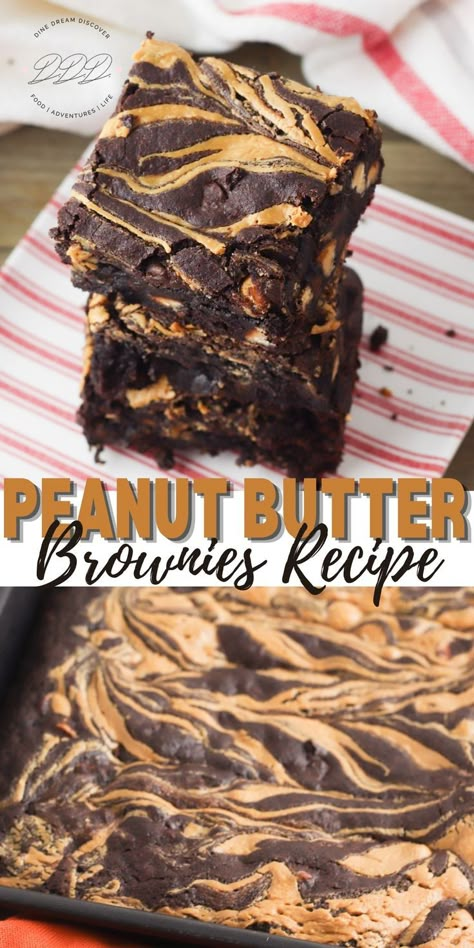 Peanut Butter Brownies Peanut Butter Brownies Recipe, Butter Brownies, Peanut Butter Brownies, Brownies Recipe, 4 Ingredient, Brownie Mix, Chocolate Peanut Butter, Brownies, Peanut Butter