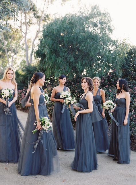 Grey Blue Bridesmaid Dresses, Steel Blue Bridesmaid Dresses, Navy Blue Wedding Theme, Fall Bridesmaid Dresses, Convertible Bridesmaid Dress, Dark Steel, Blue Themed Wedding, Blue Tulle, Navy Blue Wedding