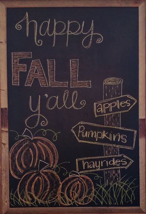 Fall Apple Chalkboard Art, Happy Fall Y'all Chalkboard, Happy Fall Y’all Chalkboard Art, Fall Sayings For Chalkboard, Fall Welcome Chalkboard Sign, Fall Chalk Bored Ideas, Chalk Door Ideas, Happy Fall Yall Chalkboard Art, Fall Chalk Wall