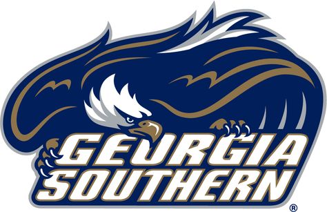 Georgia Southern Eagles Primary Logo (2004) - Eagle standing in attack position on script Football America, Georgia Southern Eagles, Southern University, Georgia Southern University, Georgia Southern, Arkansas State, University Logo, College Logo, Flag Logo