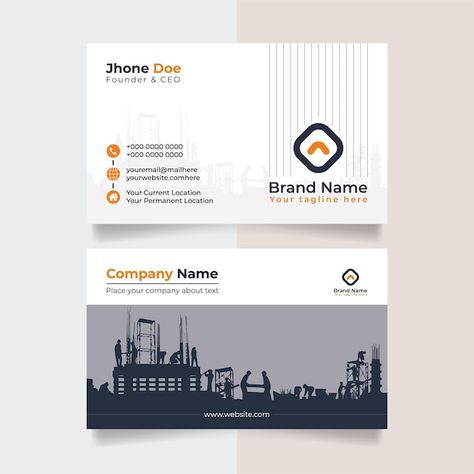 Visiting Card Creative, Design Company Names, Education Logo Design, Construction Business Cards, Company Business Cards, Graphic Design Infographic, Name Card Design, Visiting Card Design, Business Card Design Creative