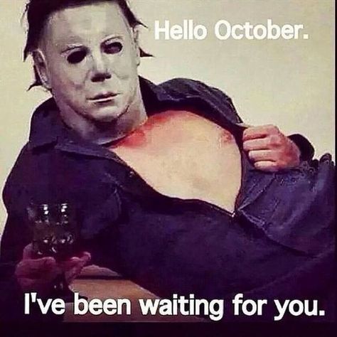 Oh shiiiiit, it's finally here!!! Happy October you guys and ghouls 🤘🍂🖤🦇⚰️🎃👻 Funny Halloween Memes, Halloween Jokes, Halloween Humor, Halloween Memes, Bloc Party, The Boogeyman, Hello October, Funny Horror, Halloween Cake