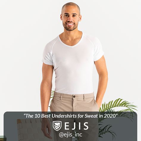 An effective sweat proof undershirt can be a life-changing experience for men who suffer from hyperhidrosis.   To help you figure out the best product for you and your lifestyle, we’ve compiled a list of the 10 best sweat proof undershirts in the industry. Check out our newest blog article, “The 10 Best Undershirts for Sweat in 2020.”  Pin and share. #ejis #wearableconfidence #dontsweatit Heavy Sweating, Underarm Odor, Pit Stains, Sweat Stains, Excessive Sweating, Blog Article, Sweat Proof, The 8, Life Changing