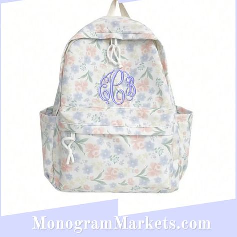 Monogram backpacks with a cute floral print! 🌸 @monogrammarkets School Backpack With Floral Embroidery, Floral Print Backpack For School In Spring, Back To School Floral Print Backpack, Everyday Floral Print Standard Backpack, Monogram Backpack, Floral Prints, Backpacks, Monogram, Floral