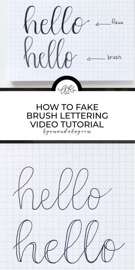 I had no idea how easy it is to fake the look of brush lettering with this fauxligraphy tutorial! #fauxcalligraphy #moderncalligraphy #calligraphy #handlettering #handlettered #byamandakay Fake Calligraphy Alphabet, Fake Lettering, Calligraphy Alphabet Tutorial, Easy Lettering, Calligraphy Diy, Fake Calligraphy, Amanda Kay, Craft Ideas For Beginners, Diy Lettering