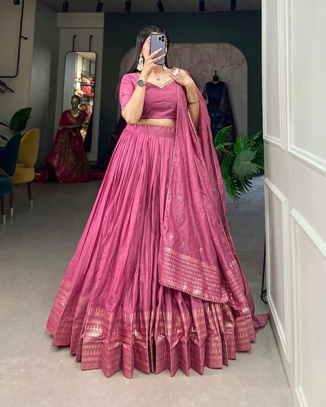 Hold the sweet embrace of spring with our pure chanderi plain lehenga with zari work Border and sequin embellished Dupatta✨ Add a touch of whimsy to your wardrobe with this ensemble. SHOP NOW 🛍️ gotifab.com Desi outfits ,plain lehengas,lengha choli, lehengas for women,ready to wear lehengas, lehenga with dupatta, Indian style lehenga] #indianethnic #plainlehenga #madetomeasurelehenga #lenghacholi #bollywoodlehenga #desilehenga Dupatta Styling, Plain Lehenga, Mehendi Dress, Chanderi Lehenga, Red Lehenga Choli, Pakistan Dress, Bollywood Lehenga, Saree Gown, Blue Lehenga