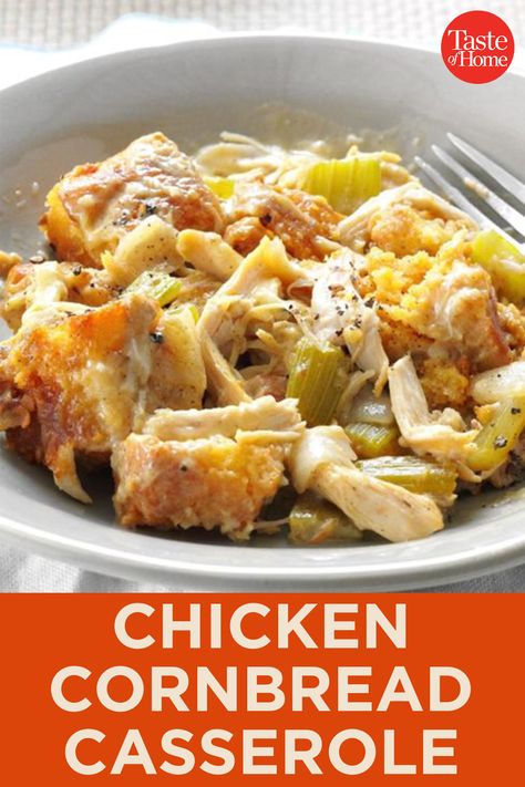 Chicken And Jiffy Cornbread Casserole, Turkey Cornbread Casserole, Cornbread Casseroles, Chicken Cornbread Casserole, Cornbread Chicken Casserole, Casseroles Chicken, Thanksgiving Chicken, Casserole Crockpot, Chicken Potpie