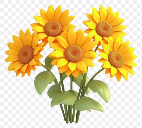 3d Sunflower, Png Flowers, Flower Sunflower, Flowers 3d, Png Flower, Rich Color Palette, Digital Artists, 3d Illustration, Free Image