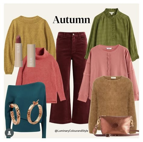 True Autumn Purple, Autumn Color Pallet Outfits, Warm Autumn Summer Outfits, Soft Autumn Blue, Hoc Autumn Outfits, Warm Fall Outfits, Deep Autumn Color Palette, Deep Autumn, Autumn Clothes