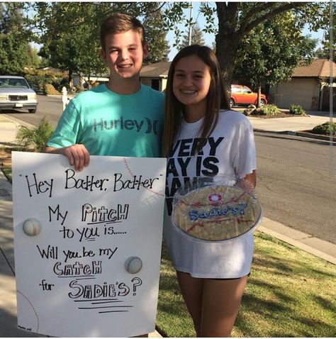 Sadie Hawkins! Creative way to ask a baseball player to the Sadies dance. Sadie Hawkins Proposal Saides Proposals Sadie Hawkins Baseball, Asking Boyfriend To Hoco, Homecoming Proposal Ideas Baseball, Dance Proposal Ideas, Baseball Promposal, Sadies Ideas, Sadies Proposals, Sadie Hawkins Proposals, Sadies Proposal