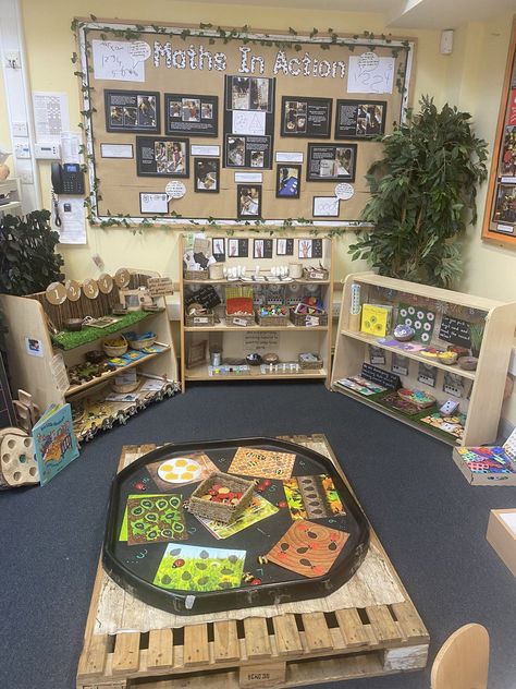 Eyfs Setting Ideas, Preschool Areas Ideas, Early Years Educator Level 3, Maths Areas Eyfs, Maths Area Eyfs Classroom Displays, Early Years Numeracy Area, Reception Maths Area, Maths In Action Display Eyfs, Maths Area Nursery