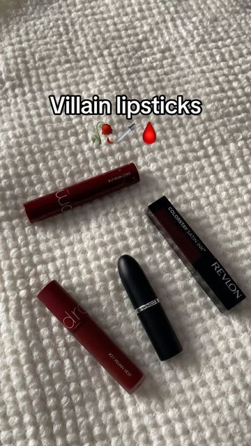 Red Dark Lipstick, Best Dark Red Lipstick, Different Lipstick Styles, How To Put Lipstick On Small Lips, Dark Red Lip Stain, Dark Coquette Makeup Products, Dark Feminine Makeup Products, Dark Cherry Lips, Dark Cherry Lipstick